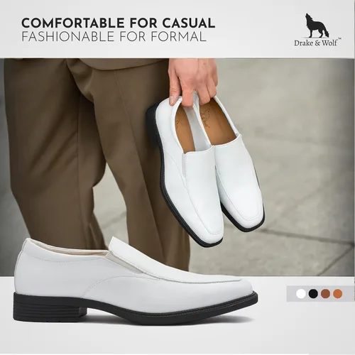 Vista 4 de Drake & Wolf Mocasines para hombre - Zapatos de vestir casuales para hombre - Zapatos de vestir antideslizantes para hombre - Zapatos de vestir