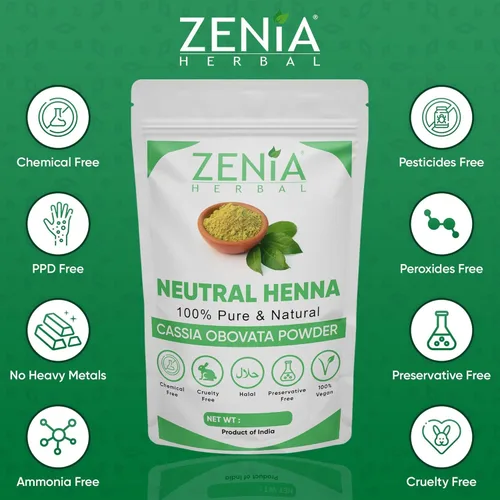 Vista 3 de Zenia 100% Pure Neutral Henna Powder (Cassia Obovata) 100g Colorless Henna for Hair Natural Hair Conditioner for Silky, Soft & Shiny Hair