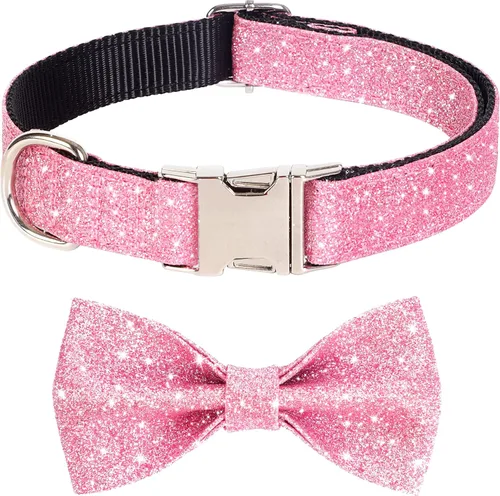 Vista 9 de Collar de perro Jumpress para niño azul con lazo, collar de pajarita con brillo para cachorros, perros pequeños y medianos, collar de perro lindo