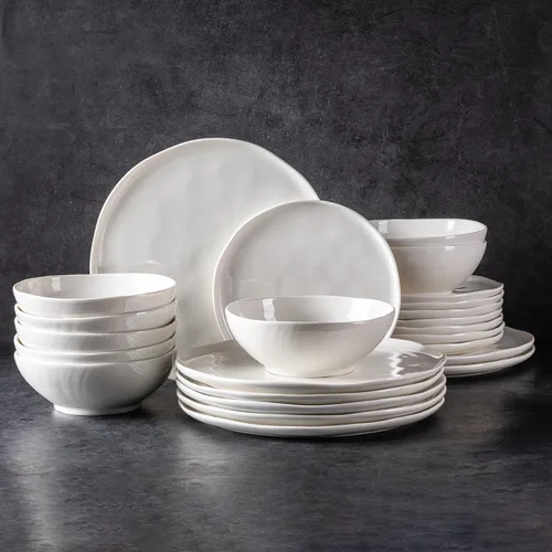 Vista 41 de LERATIO - Juego de vajilla de cerámica para 4, juego de 12 piezas de platos y cuencos de porcelana, platos y cuencos resistentes a los arañazos