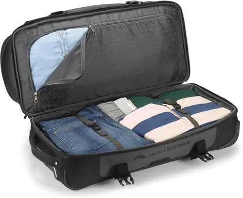 Vista 6 de High Sierra Fairlead - Bolsa de viaje portátil de poliéster de 34 pulgadas con ruedas y mango telescópico empotrado, color grisazul, Mercury Negro