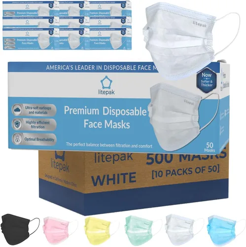 Vista 12 de 500 cubrebocas desechables de alta calidad, suave, alambre de nariz de 3 capas