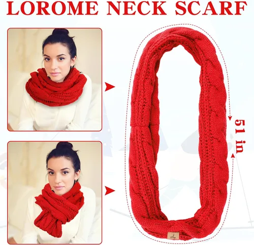 Vista 4 de Winter Hat Scarf Gloves and Ear Warmer, Warm Knit Beanie Hat Touch Screen Gloves Set Winter Gifts Neck Scarves for Women