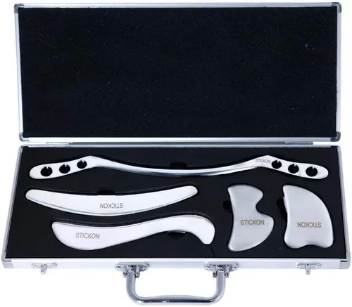 Vista 12 de STICKON Juego de herramientas de masaje de raspado Gua Sha de acero inoxidable, herramientas IASTM, gran herramienta de movilización de tejidos