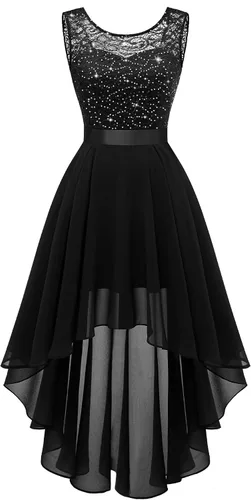 Vista 13 de BeryLove Vestido de cóctel de encaje formal para mujer, fiesta de invitada Negro