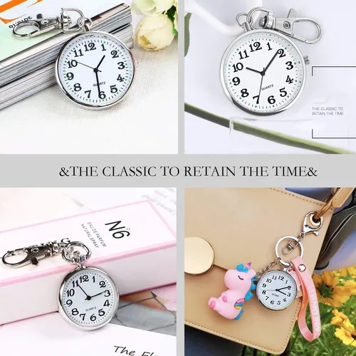Vista 7 de Minimalist Ultra Thin Open Face Quartz Pocket Watch with Key Buckle Unisex Portable Unisex Pocket Watch