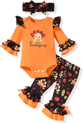 Vista 34 de HINTINA Conjunto de ropa para bebé recién nacida con diadema para el primer Halloween