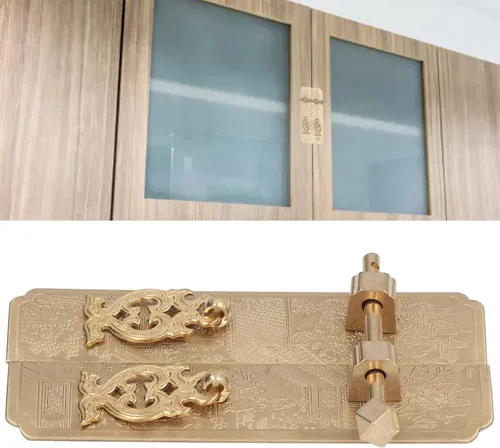Vista 6 de Placa frontal retro del gabinete chino latón paisaje patrón decorativo para armarios