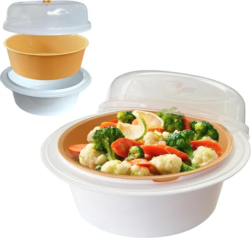 Vista 3 de Trenton Gifts Vaporizador de microondas para verduras - Vaporizador vegetal apto para microondas, ideal para cocinar verduras frescas. Sin BPA, apto