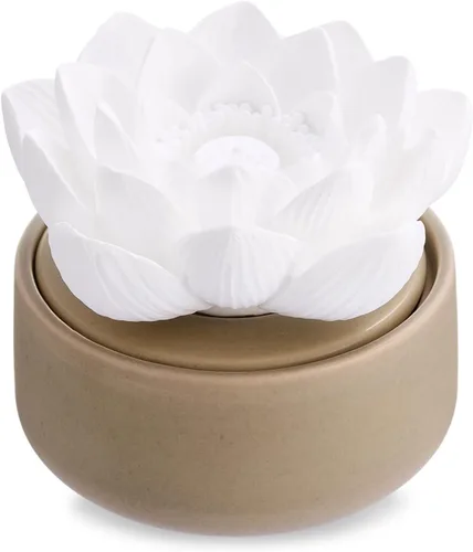 Vista 14 de Honeydak 1 pieza Difusor de cerámica de flores hecho a mano, difusor de aceite esencial pasivo de porcelana blanca con base, decoración decorativa