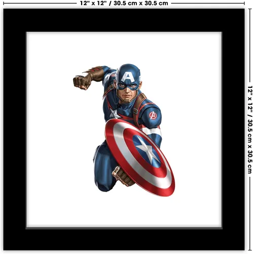 Vista 7 de Trends International Gallery Pops Marvel Comics Avengers - Póster de pared de Capitán América, 12 x 12 pulgadas, versión enmarcada en negro Versión