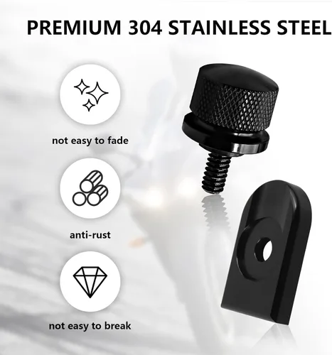 Vista 2 de Cromo plateado para perno de asiento Harley Perno/tornillo de acero inoxidable con cubierta de perilla de montaje Compatible con Harley-Davidson