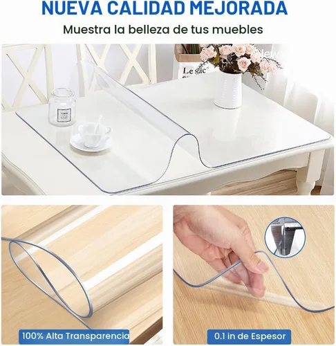 Vista 2 de Nueva versión de 12 x 24 pulgadas, multitamaño de 1.5mm de grosor, cubierta de mesa de PVC transparente, protector de cubierta de mesa rectangular
