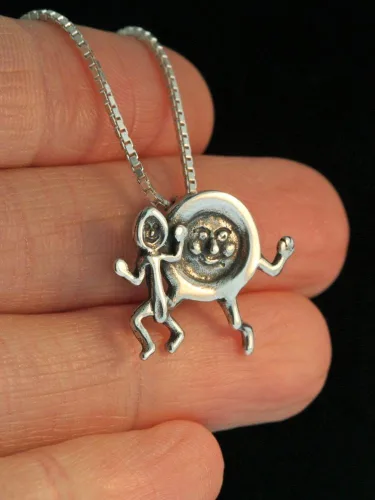 Vista 5 de Dish and Spoon Charm Pendant Silver Charm Mother Goose