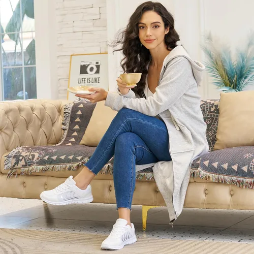 Vista 5 de DUOYANGJIASHA Zapatillas para mujer Zapatos para correr zapatos casuales para caminar antideslizantes cómodos zapatos de tenis de moda de malla