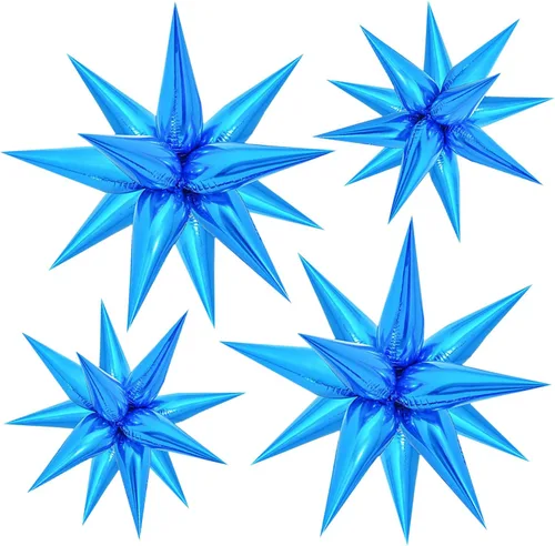 Vista 8 de FUNTOOB Globos de estrella negra, globo metálico de papel de aluminio, globos de cono negro, globo con forma de estrella en explosión