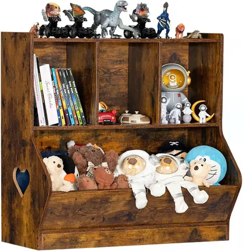 Vista 13 de Lerliuo Estantería y organizador de almacenamiento para bebés y niños pequeños, gabinete y librero para niños, estante de madera con 3