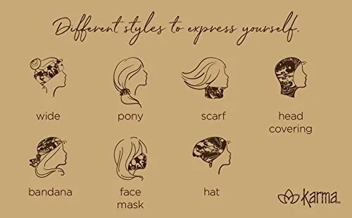 Vista 6 de Karma Diadema gris para mujer, ancha, diadema de tela y bufanda elástica para el cabello, color gris