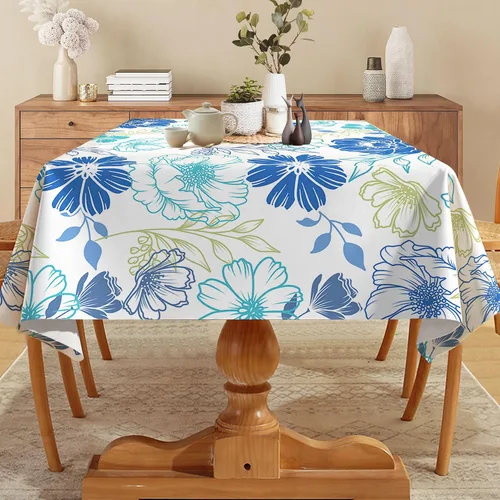 Vista 2 de Hexagram Mantel de verano de 60 x 84 pulgadas, mantel rectangular floral para temporada de granja para el hogar, picnic, cocina, comedor, decoración