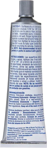 Vista 4 de Permatex 81160 Junta de silicona RTV roja de alta temperatura, 3 oz