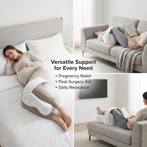 Vista 4 de Almohada de rodilla para personas que duermen de lado con correa ajustable, almohada de espuma viscoelástica para piernas para dormir de lado