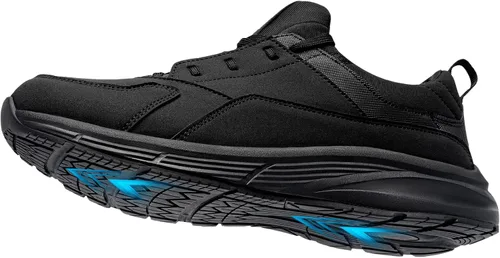 Vista 2 de LARNMERN Zapatos de trabajo antideslizantes para hombre, zapatos de moda para caminar, zapatos de cocina, zapatos de chef, impermeables