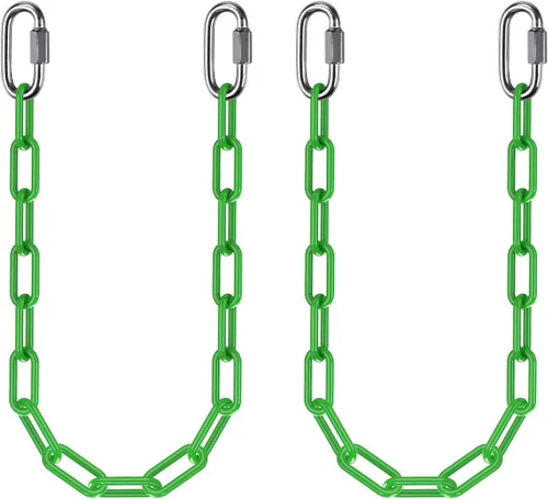 Vista 12 de 2 cadenas colgantes resistentes de 20 pulgadas con ganchos, cadena de extensión de columpio, color negro