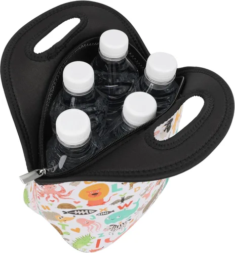 Vista 3 de Bolsa de almuerzo de neopreno aislada para mujeres, hombres, adultos, niños, adolescentes, adolescentes, niñas y niños pequeños