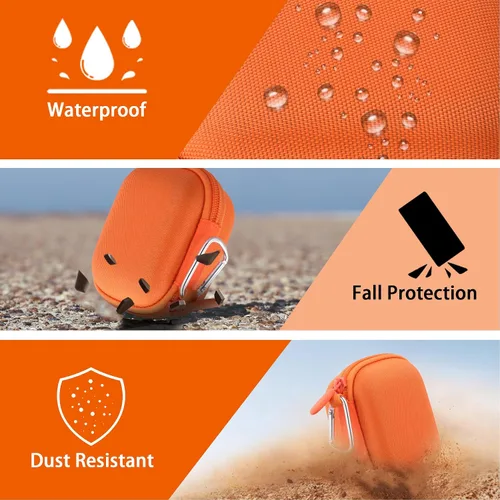 Vista 7 de co2CREA Estuche rígido para Beats Powerbeats Pro 2 con clip de mosquetón Caja Naranja Eléctrica