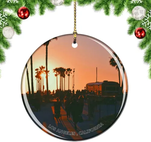 Vista 18 de California Los Ángeles Battleship Museum USA Christmas Tree Adorno Decoración Colgante Colgante Decoración City Travel Souvenir Collection Porcelana