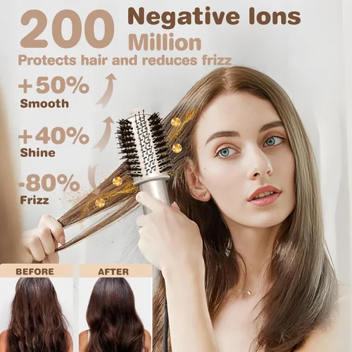 Vista 5 de Secador de pelo profesional, potente secador de pelo 8 en 1 con rizador automático iónico negativo de alta velocidad de 110,000 rpm, con cepillo