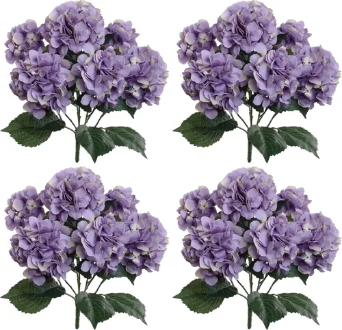 Vista 6 de Larksilk Arbusto artificial beige de la hortensia, flores al aire libre