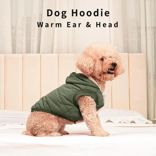 Vista 8 de vecomfy - Sudadera con capucha para perro, forro polar y algodón, extra cálida, para invierno, chaqueta para perro pequeño, abrigos con capucha
