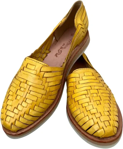 Vista 2 de Mexico en la Piel Sandalias Huarache de cuero. Zapatos planos cómodos para mujer.