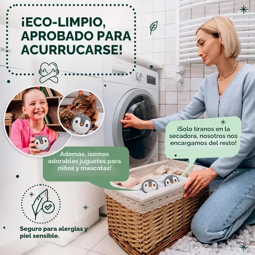 Vista 4 de No más hojas de secadora! Bolas de lana reutilizables para secadora XL, paquete de 6 unidades, reduce la estática, reduce el tiempo de secado y 6
