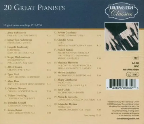 Vista 2 de 20 Great Pianists Original Recordings 1919-1954