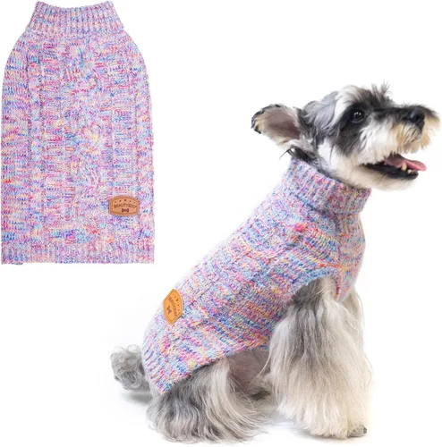 Vista 20 de BEAUTYZOO Suéteres de perro para perros pequeños, ropa de punto con agujero Pompones beige