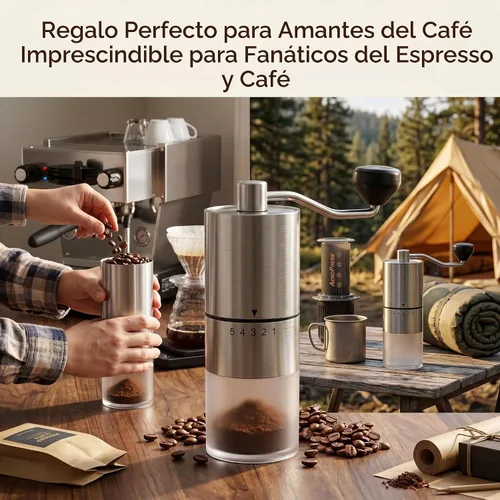 Vista 8 de Topadorn - Molinillo de café manual con manivela, molinillo de café portátil para viajes, campamento y hogar, ajustes de molienda ajustables