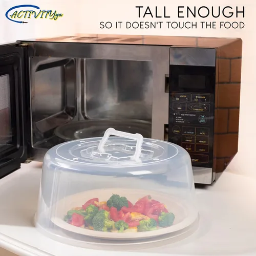 Vista 3 de Cubierta grande para microondas para alimentos, tapa protectora de salpicaduras, funda de soporte para pasteles, tamaño 11.5 pulgadas x 5 pulgadas