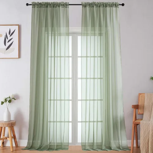 Vista 215 de 2 paneles de cortinas traslúcidas blancas para dormitorio, sala de estar, 96 pulgadas de largo, modernas, suaves, ligeras, con bolsillo para barra