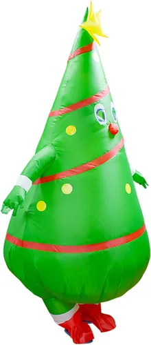 Vista 6 de Disfraz inflable de árboles de Navidad, color verde, traje inflable para cosplay, disfraz de Navidad, traje de Navidad