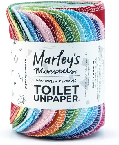 Vista 7 de Marley's Monsters Papel higiénico sin papel – Rollo de 24 unidades, papel higiénico reutilizable – Toallitas absorbentes para bidé, (Cactus)