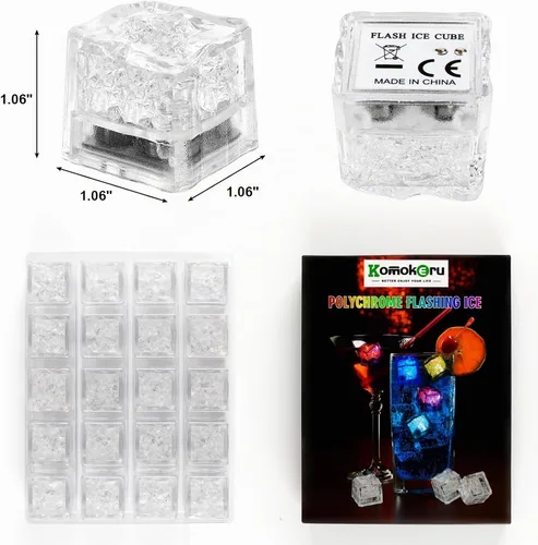 Vista 2 de 100 cubos de hielo iluminados para bebidas, cubos de hielo LED multicolor con luces cambiantes, cubos de hielo impermeables IP67 brillantes, eleva
