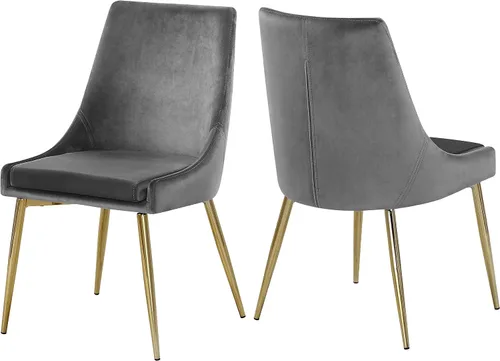 Vista 8 de Meridian Furniture Karina Collection Modern - Silla de comedor tapizada de terciopelo contemporánea con patas de metal resistentes, juego de 2, 19.5
