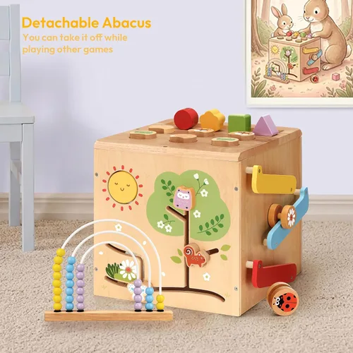Vista 3 de Cubo de actividades de madera Montessori Juguetes para niños