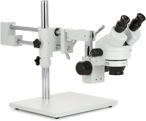 Vista 6 de AmScope SM-4BZ-80S Microscopio de zoom estéreo binocular profesional, ocular WH10x, aumento de 3.5X-90X, objetivo de zoom 0.7X-4.5X, anillo de luz