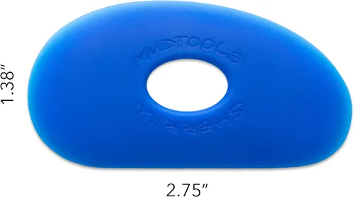 Vista 2 de Mudtools Costillas de cerámica – Forma 0 costilla de polímero (firme azul), pequeña herramienta de moldeo de arcilla en forma de riñón para arcilla