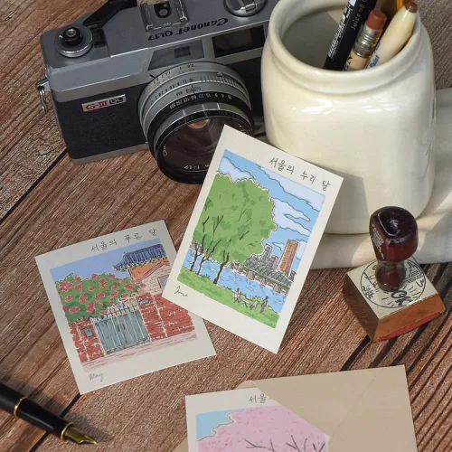 Vista 6 de Monolike Tarjeta Día a Día, 101 Seúl Doce Meses - Mezcla de 48 Mini Tarjetas Individuales, 24 sobres Paquete