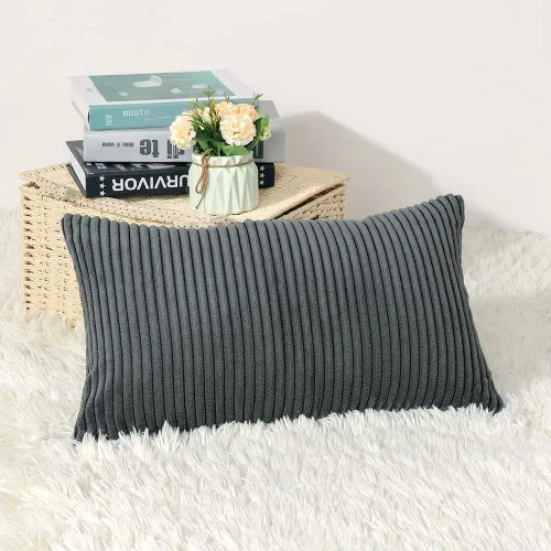 Vista 52 de Artscope Fundas de Almohada de Pana a Rayas Acogedoras Súper Suaves Decorativas Cuadradas Fundas de Almohada Fundas de Cojín para Sofá Sofá Amarillo