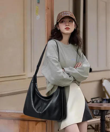 Vista 3 de WLLWOO - Bolso de mano de cuero vegano vintage para mujer, estilo casual, suave, bolso cruzado para el trabajo diario